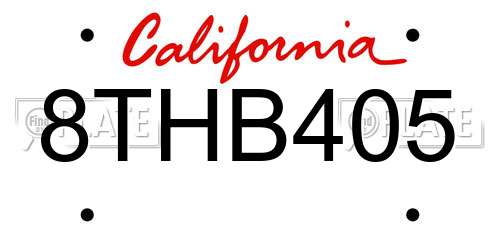 8THB405 California License Plate