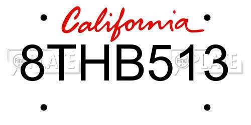 8THB513 California License Plate