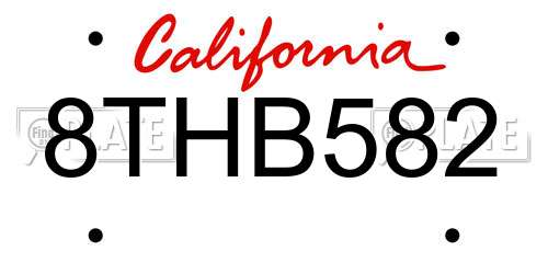 8THB582 California License Plate