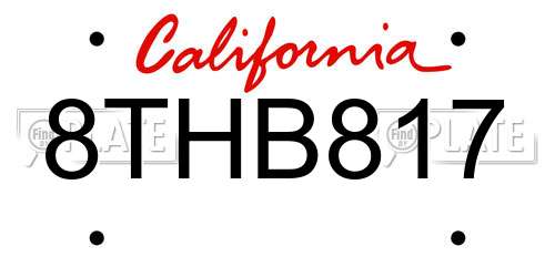 8THB817 California License Plate