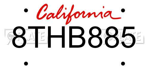 8THB885 California License Plate
