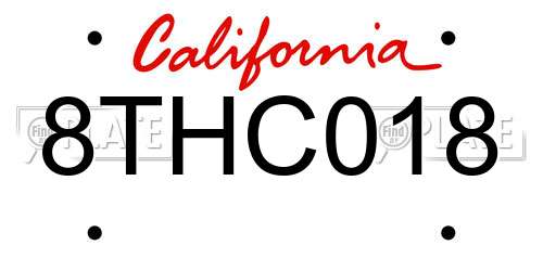 8THC018 California License Plate
