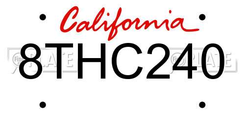 8THC240 California License Plate