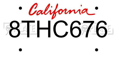 8THC676 California License Plate
