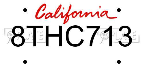 8THC713 California License Plate