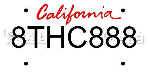 8THC888 California License Plate