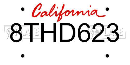 8THD623 California License Plate