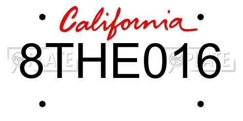 8THE016 California License Plate