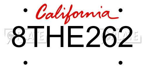 8THE262 California License Plate