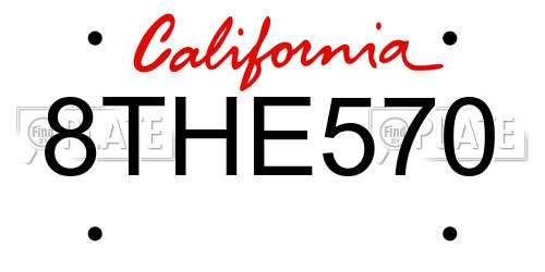 8THE570 California License Plate