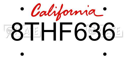 8THF636 California License Plate