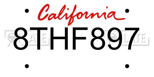 8THF897 California License Plate
