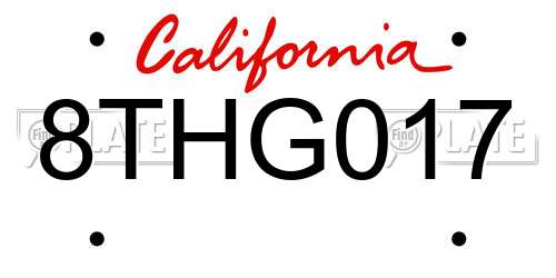 8THG017 California License Plate