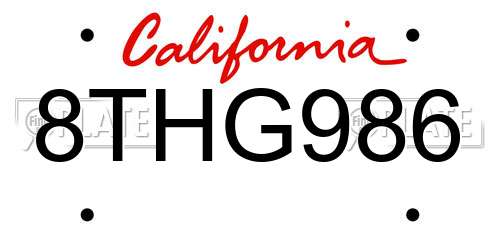 8THG986 California License Plate