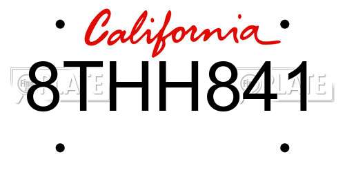 8THH841 California License Plate