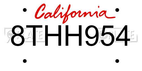 8THH954 California License Plate