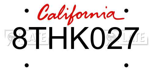 8THK027 California License Plate