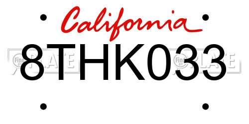 8THK033 California License Plate
