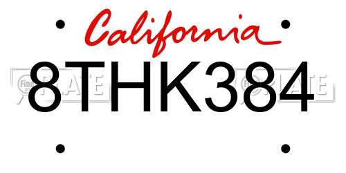 8THK384 California License Plate