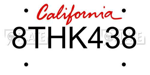 8THK438 California License Plate