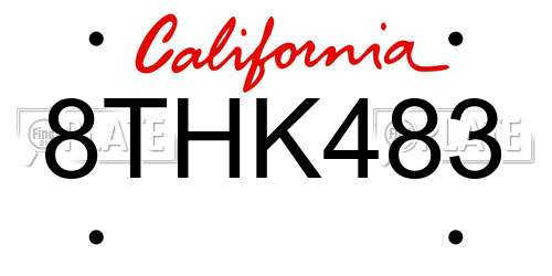 8THK483 California License Plate