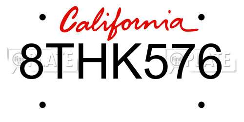8THK576 California License Plate