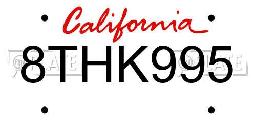 8THK995 California License Plate