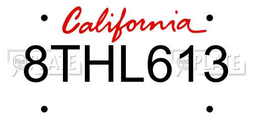 8THL613 California License Plate