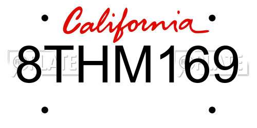 8THM169 California License Plate