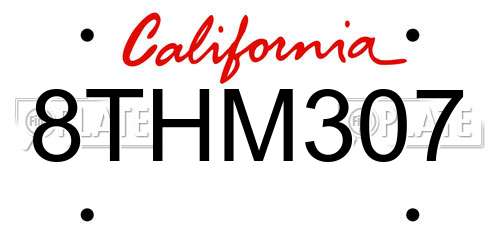 8THM307 California License Plate
