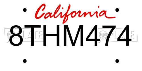 8THM474 California License Plate