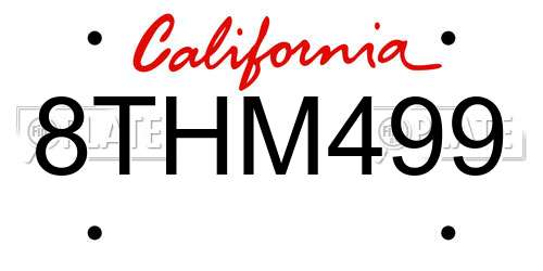 8THM499 California License Plate