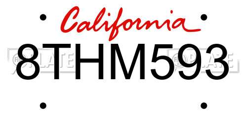 8THM593 California License Plate