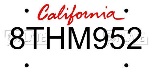 8THM952 California License Plate