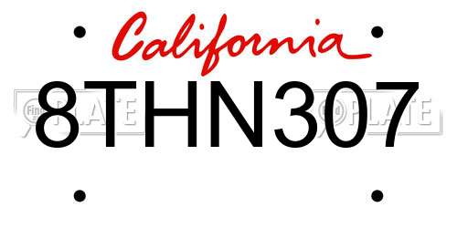 8THN307 California License Plate