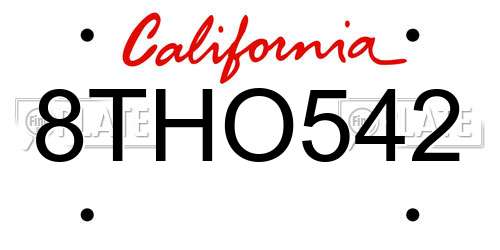 8THO542 California License Plate