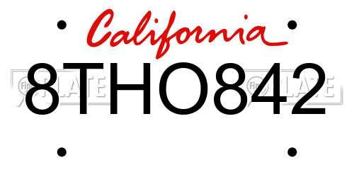 8THO842 California License Plate