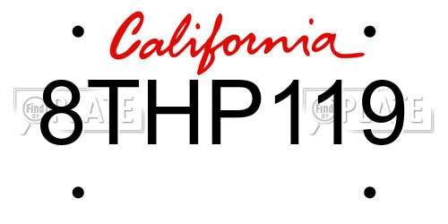 8THP119 California License Plate