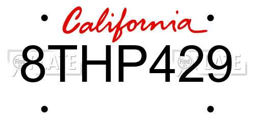 8THP429 California License Plate