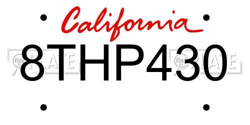 8THP430 California License Plate