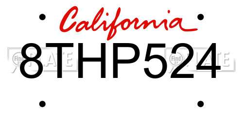 8THP524 California License Plate
