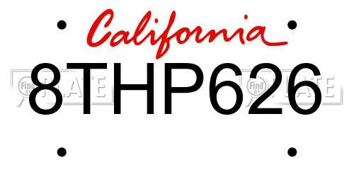 8THP626 California License Plate