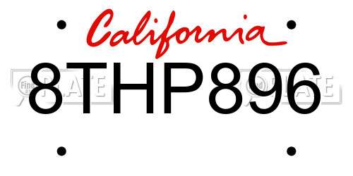 8THP896 California License Plate