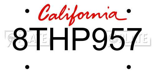 8THP957 California License Plate
