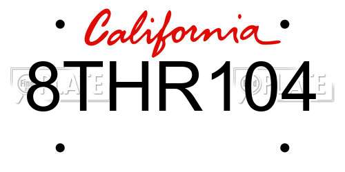 8THR104 California License Plate