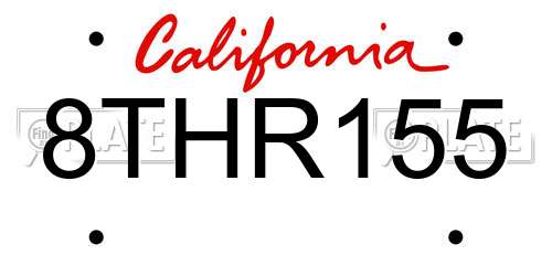 8THR155 California License Plate