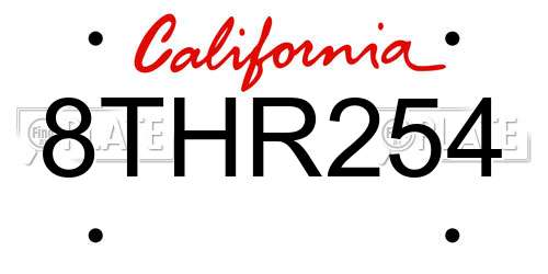 8THR254 California License Plate