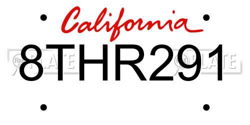 8THR291 California License Plate
