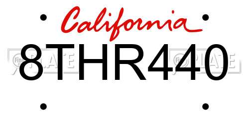 8THR440 California License Plate