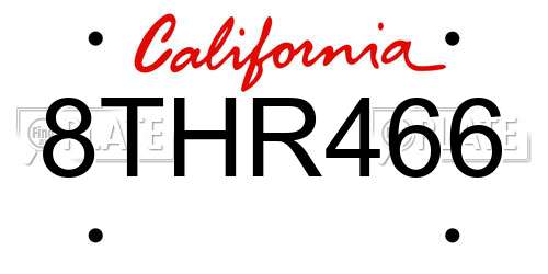 8THR466 California License Plate